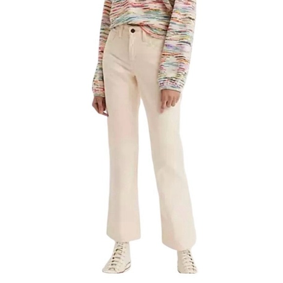 Levi's Denim - Levi's Premium Corduroy Pants Women Ivory Middy Ankle Bootcut 33x27  Size 16 New